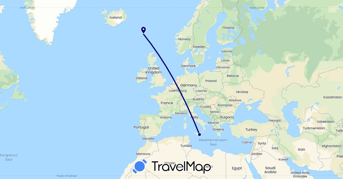 TravelMap itinerary: driving in Faroe Islands, Italy (Europe)